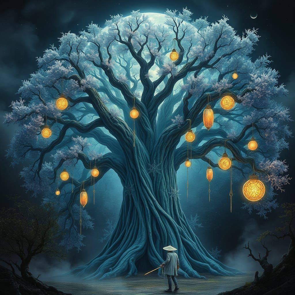 Ethereal Elaran Tree of Whispers in Iridescent Glow