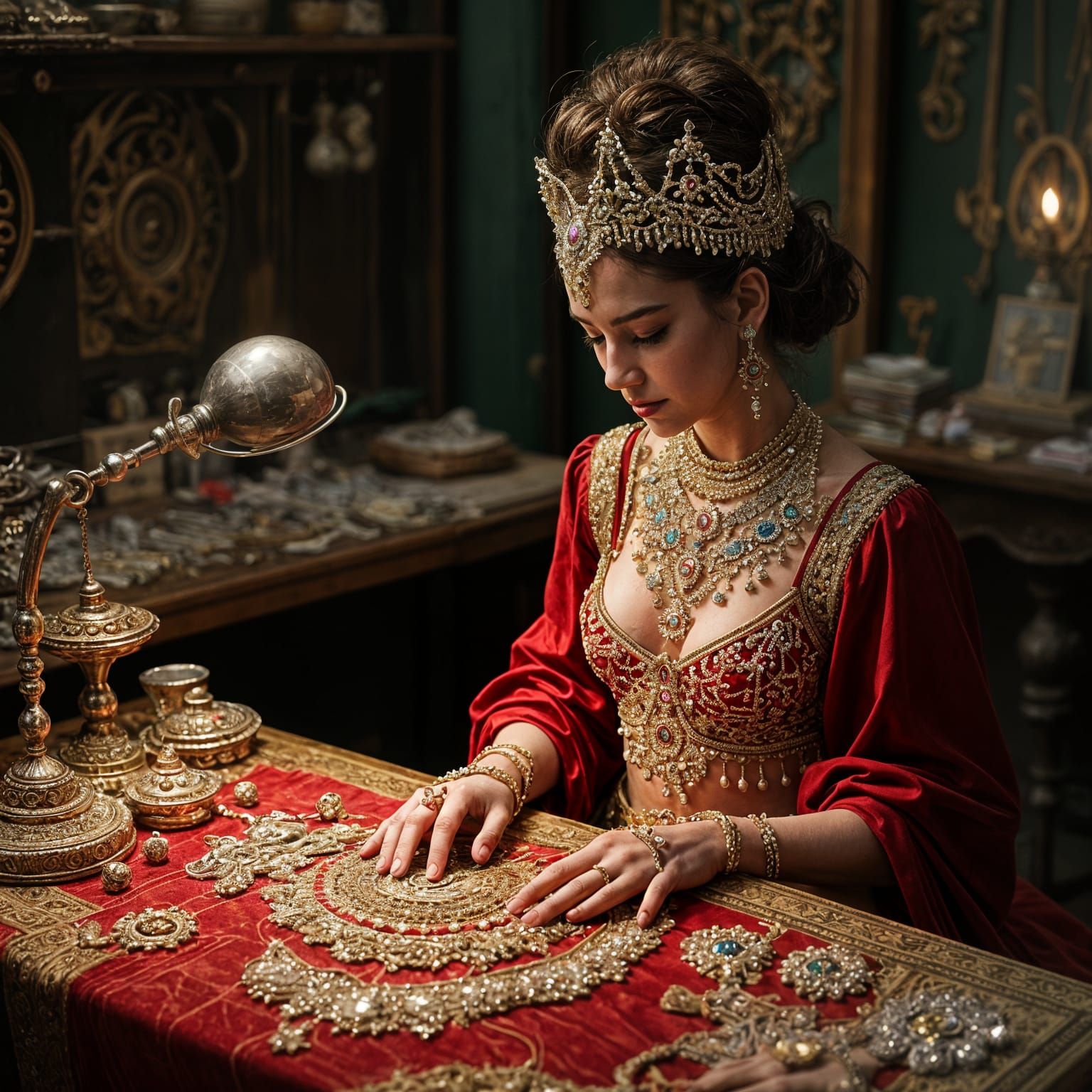 Luxurious Artisan Crafting Jewel Encrusted Treasures