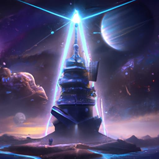 Futuristic Lighthouse Shines Across the Galaxy