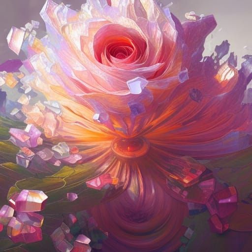 Crystal Prism Flower: Hyperrealistic Impasto Oil Painting