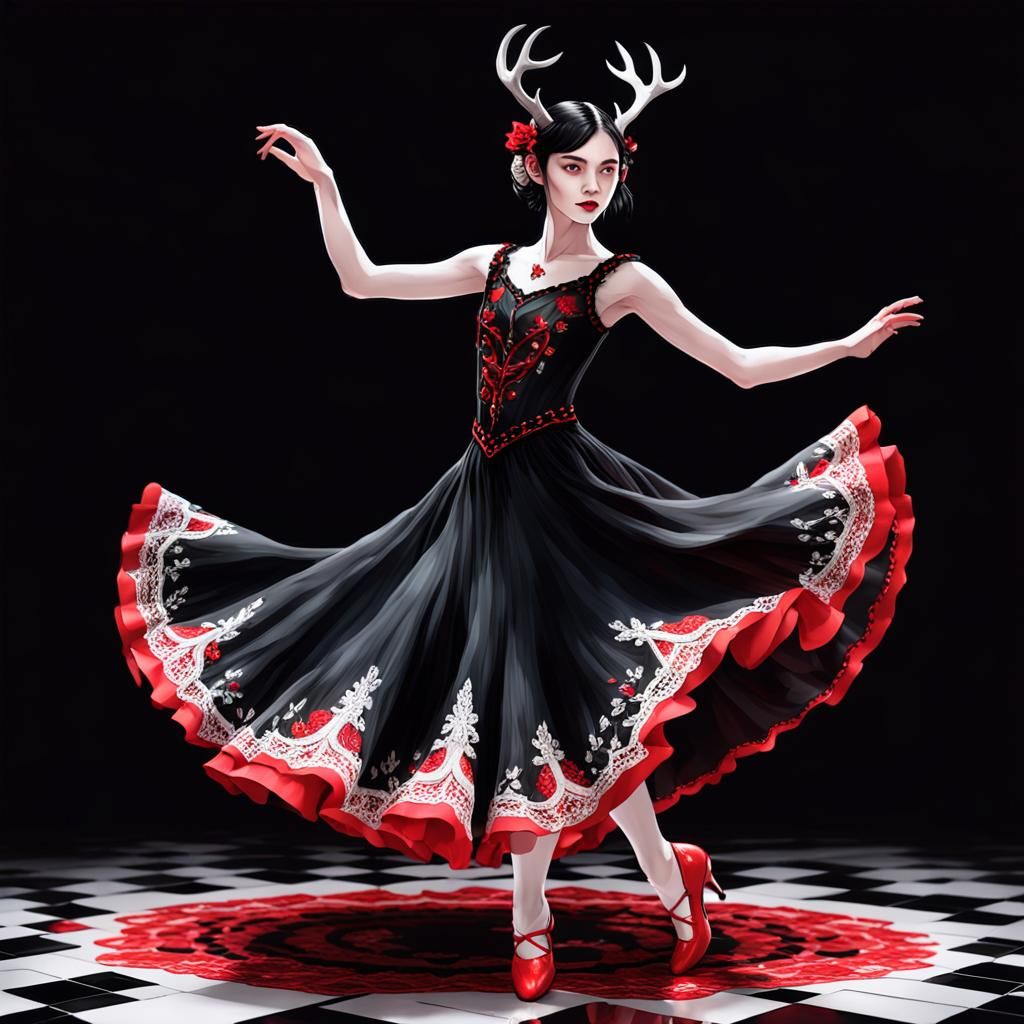 Elf Flamenco Dancer in Digital Matte Painting Style