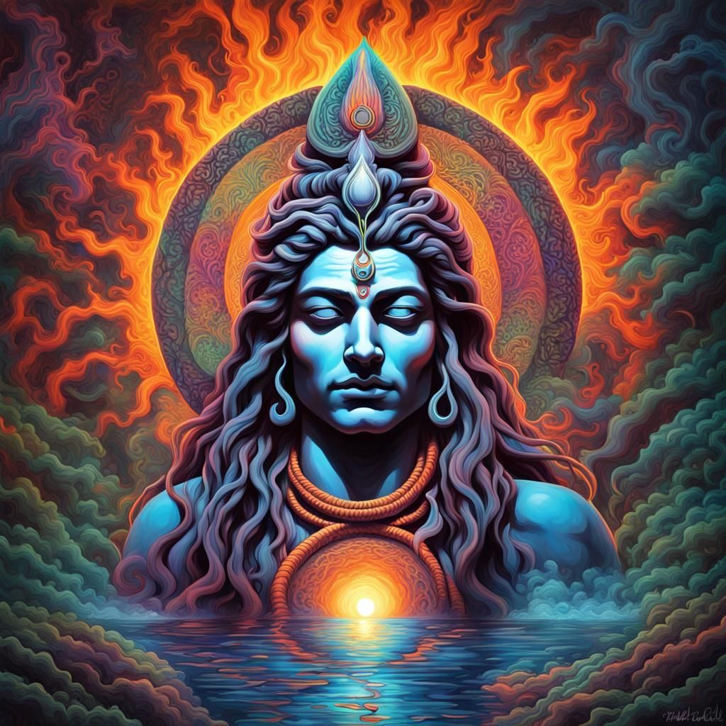 Psychedelic Shiva in Dark Fantasy Digital Art