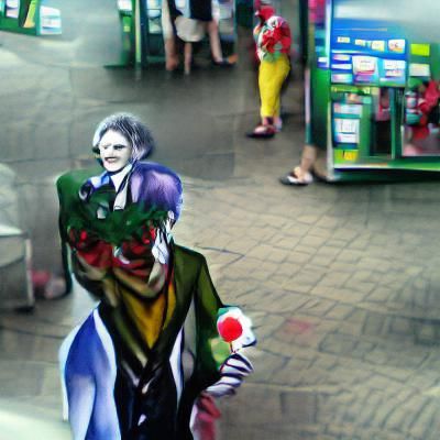 Menacing Clown with Ominous Smile: A Digital Portrait