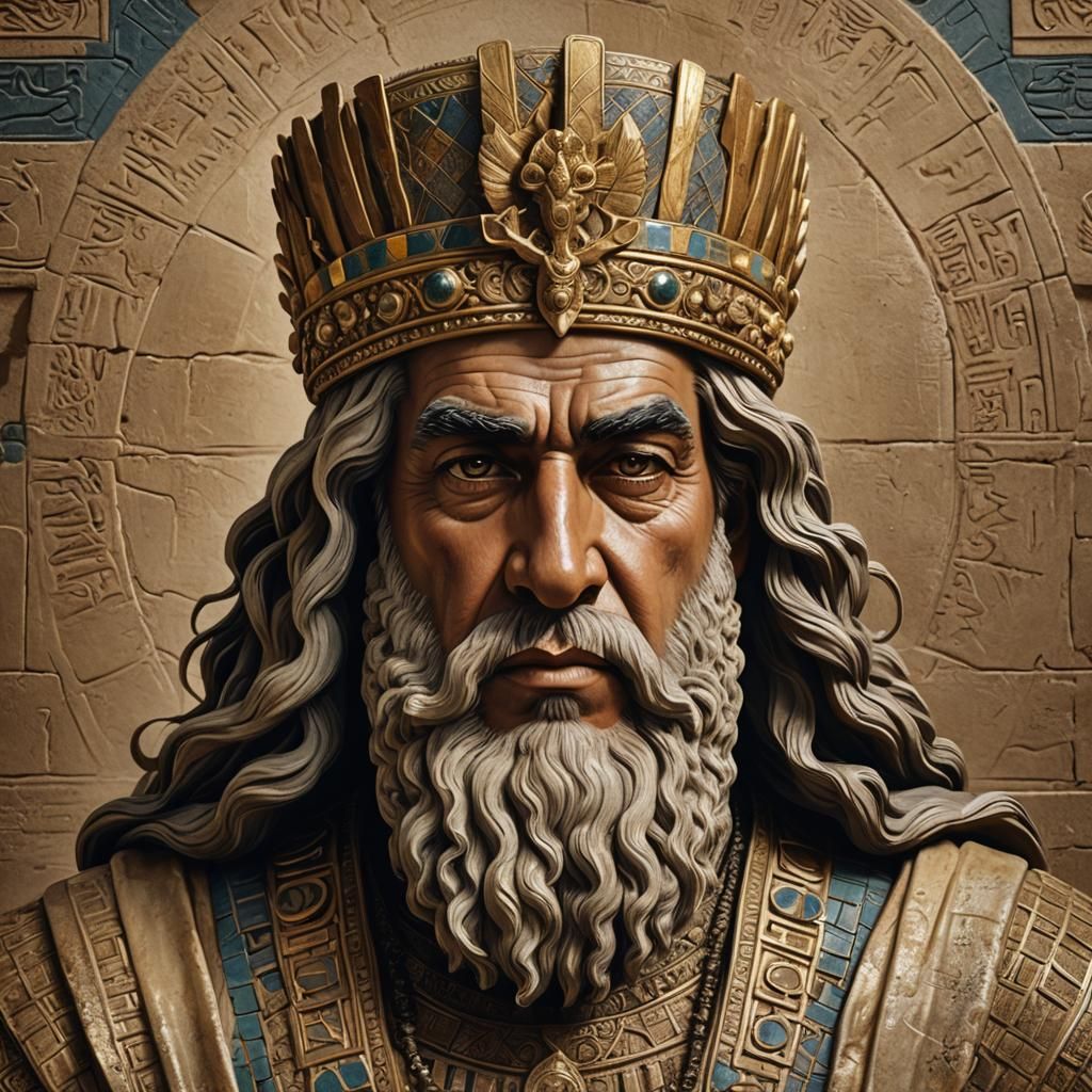 Ancient Mesopotamian King Portrait in Precise Realism