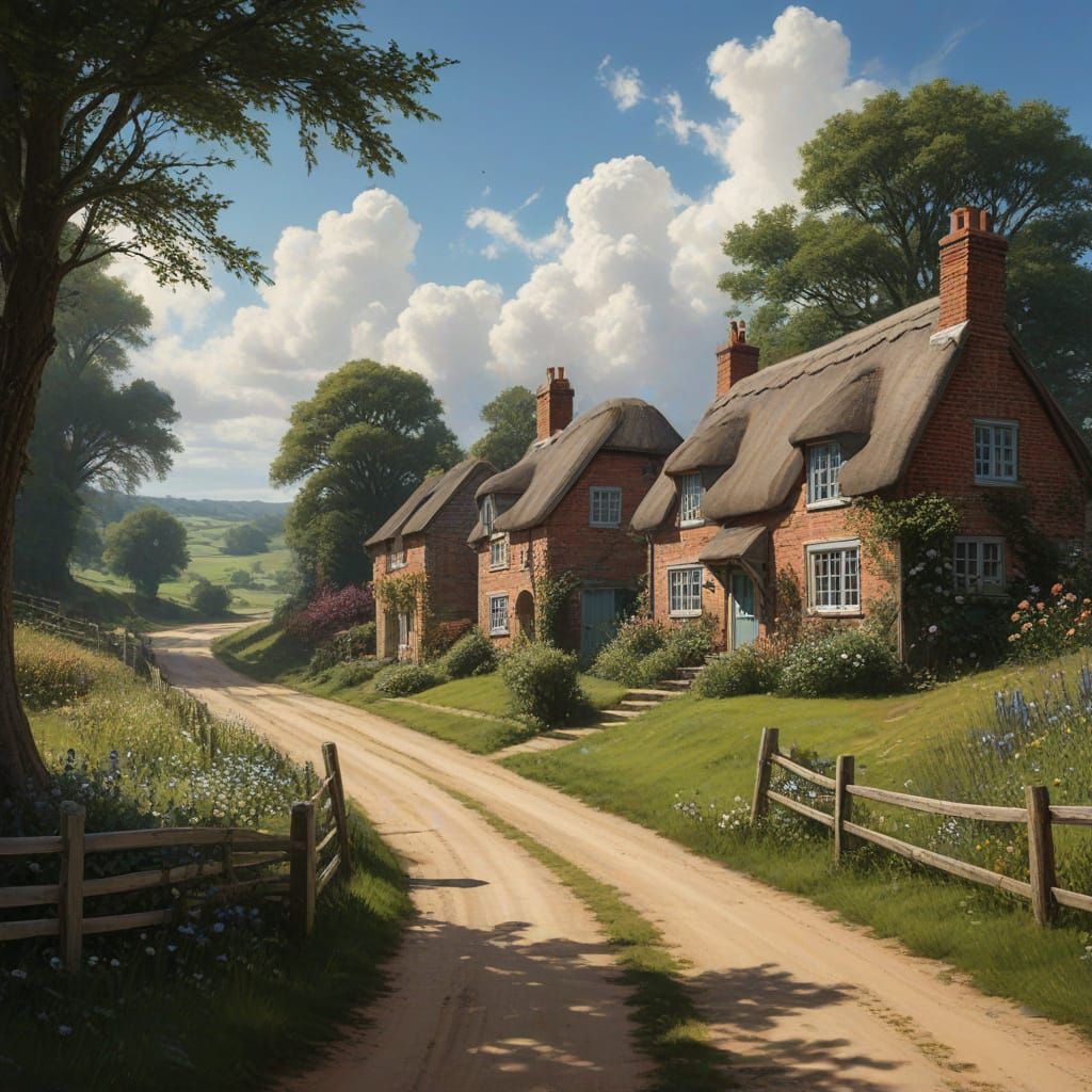 Idyllic Countryside Scene with Winding Road