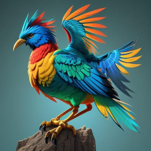 Vibrant Fantasy Bird Illustration in Matte Painting Style