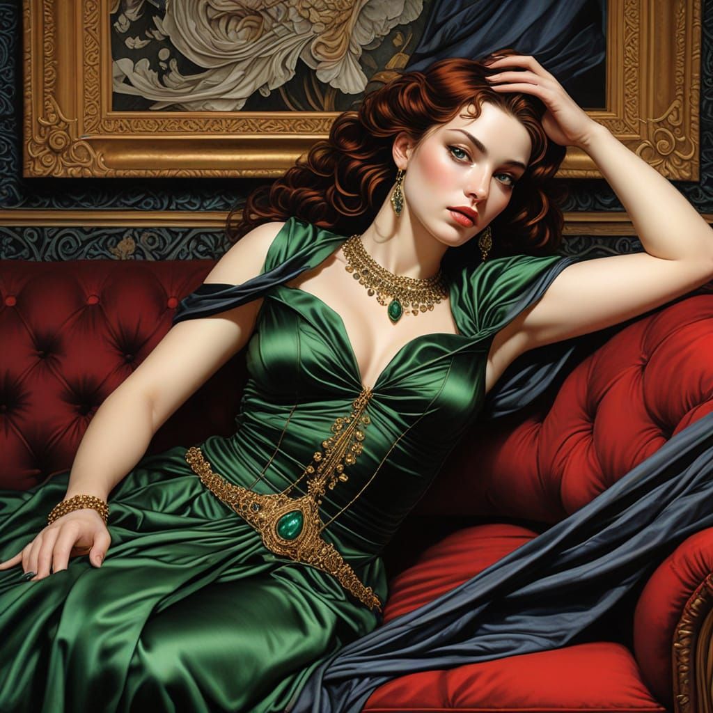 Sultry Woman in Opulent Roman Villa