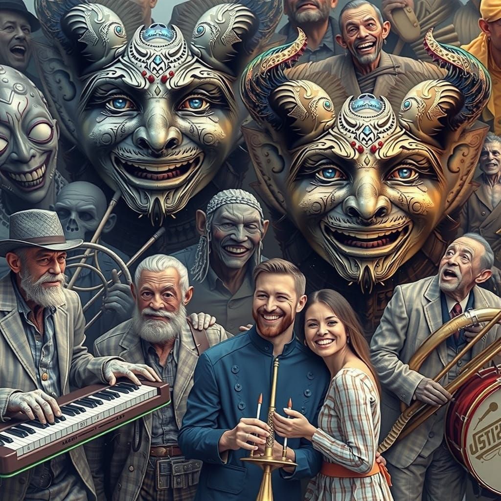 Transhumanist Zombie Monkey Clown in Exhilarating Ragtime Sc...