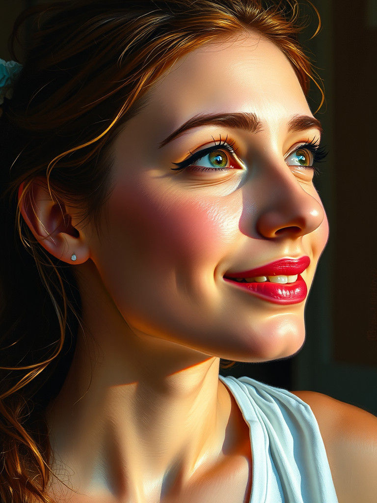 Introspective Woman with a Hint of a Smile