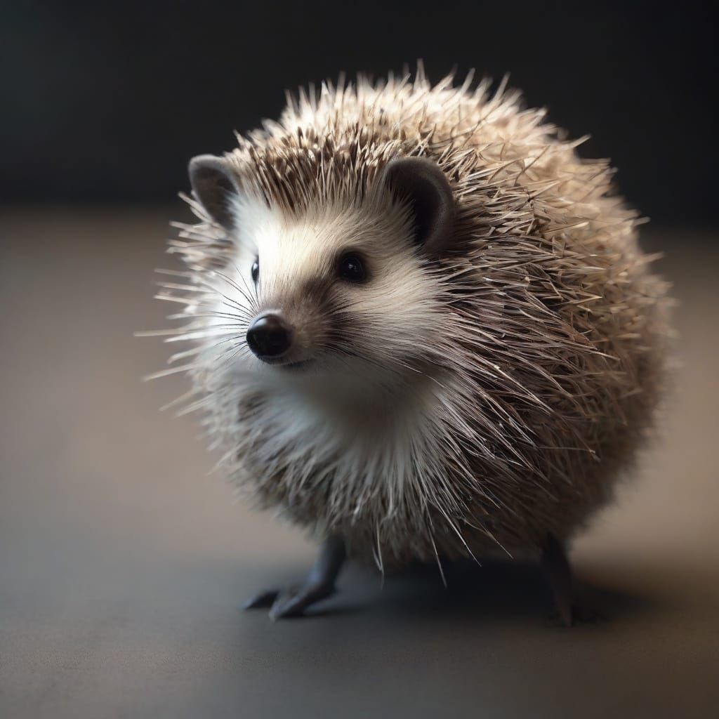 Surreal Spiderweb Hedgehog Sculpture in Dramatic Light