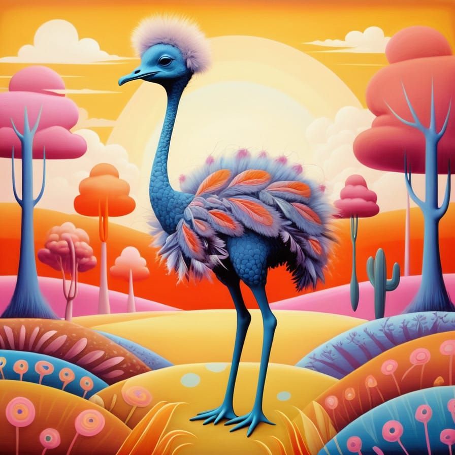 Whimsical Savannah Siren: Half Rabbit, Half Ostrich