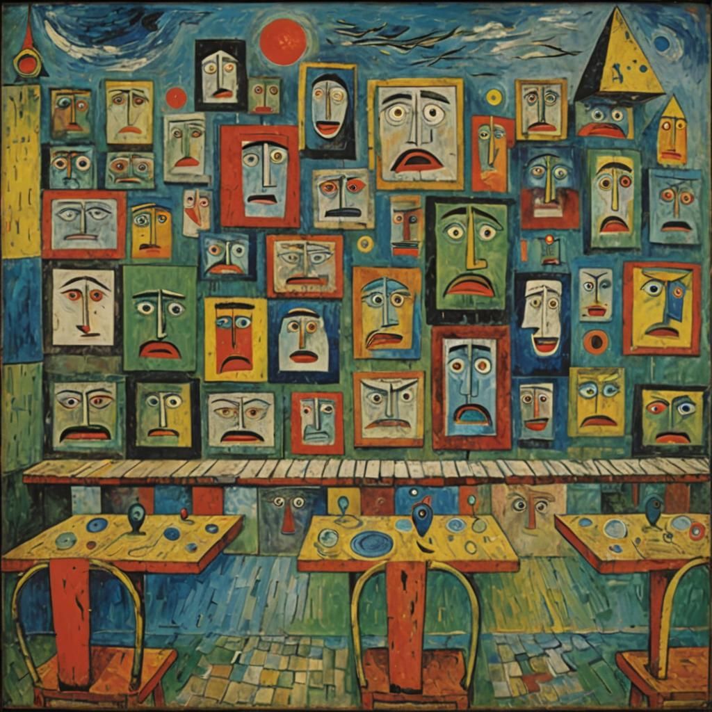 Howling Faces Wall Art in Street Art Style