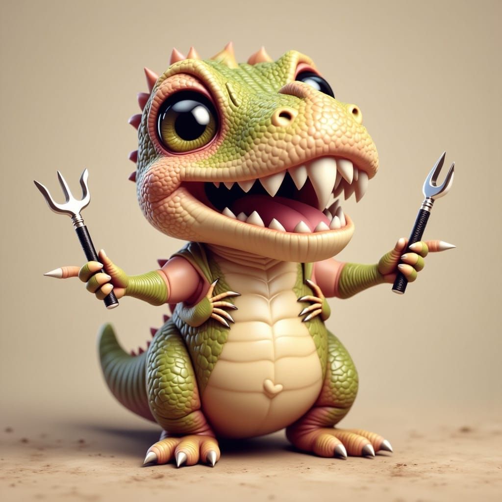 Funny T-Rex Cartoon in Kawaii Aesthetic