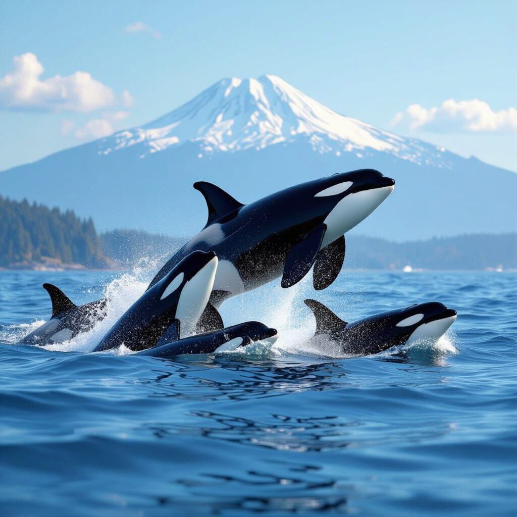 Orca Pod Breaches in Breathtaking Digital Matte Painting