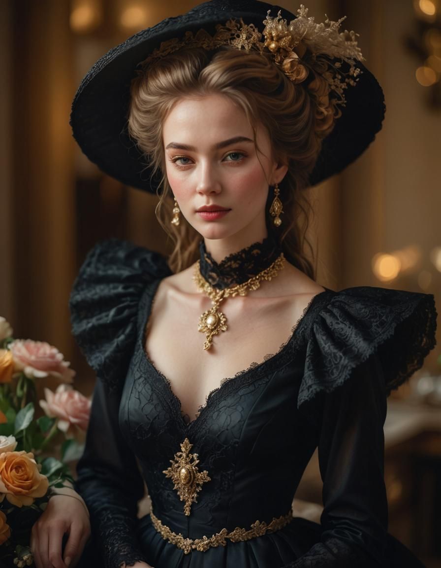 Elegant Woman Portrait in Realistic Style