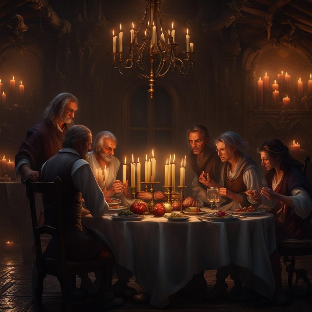 Candlelit Dinner in Dark Fantasy Style
