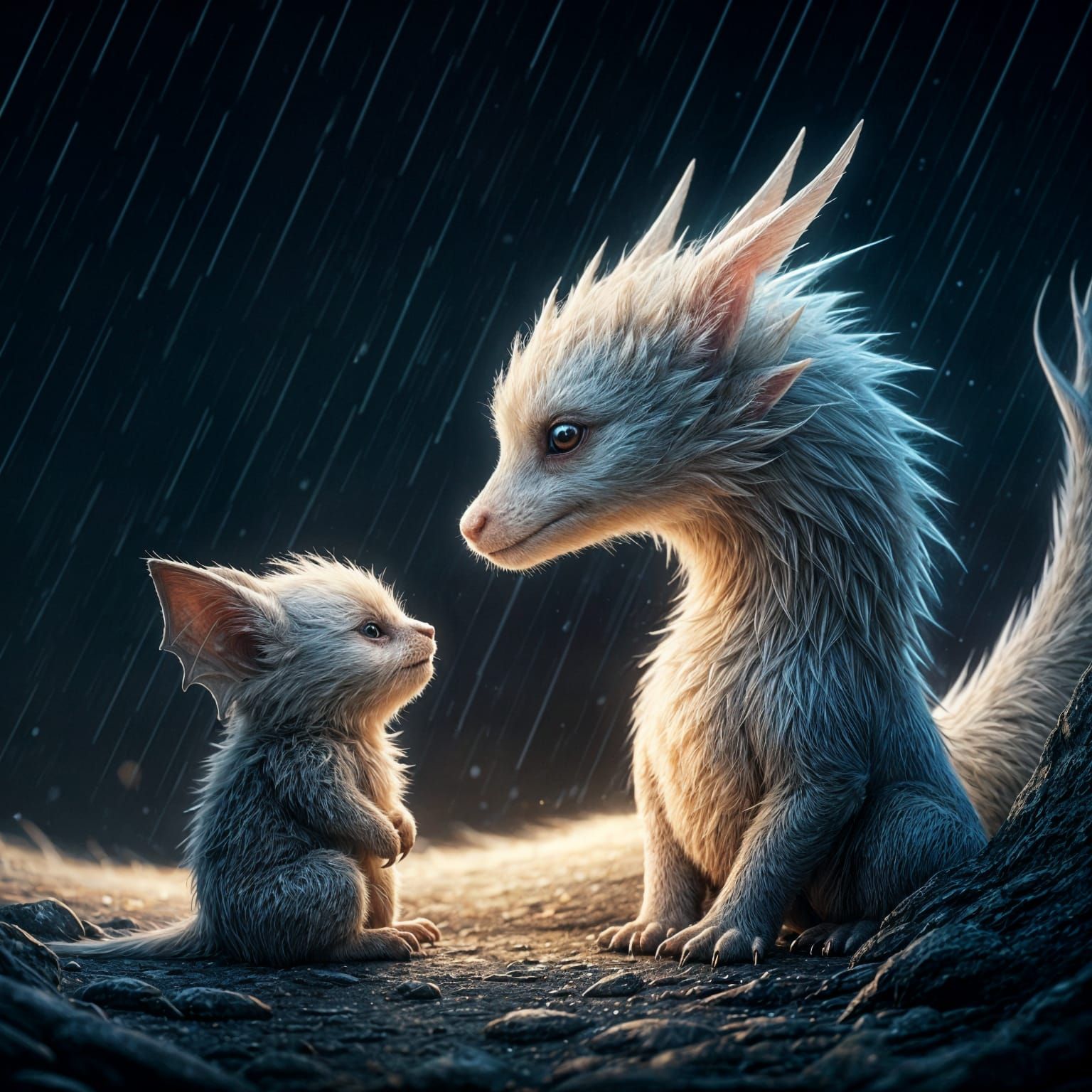 Magical Encounter of Fantasy Creatures in Digital Art