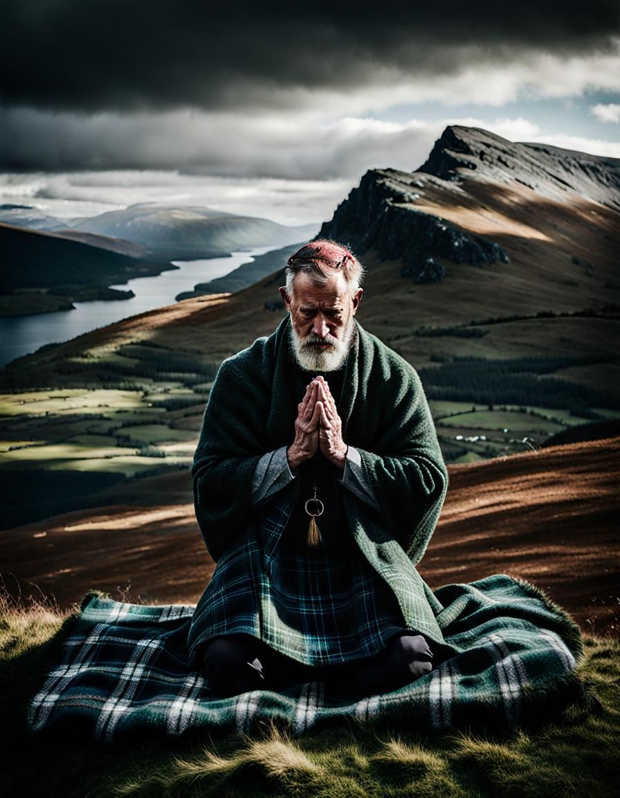 Highlander in Prayer, Scottish Medieval Style