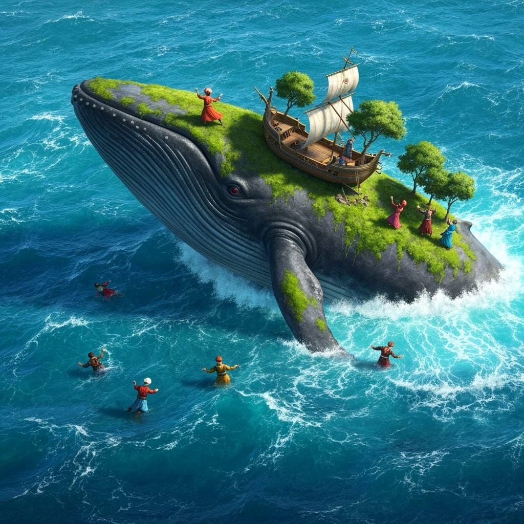 Whale Island: Sailors Flee in a Stormy Sea