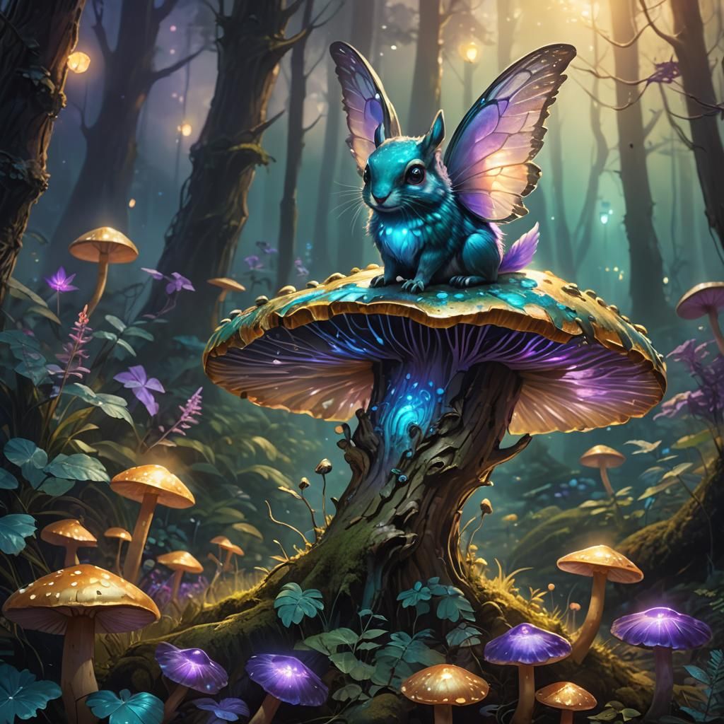 Zeraore Critter in Mystical Forest, Oil Painting