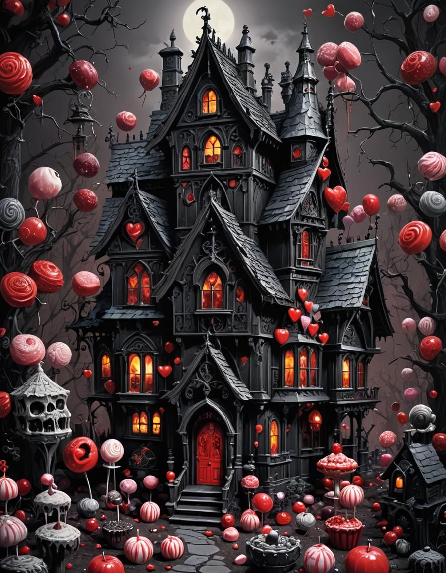 Dark Gothic Valentine Candy House