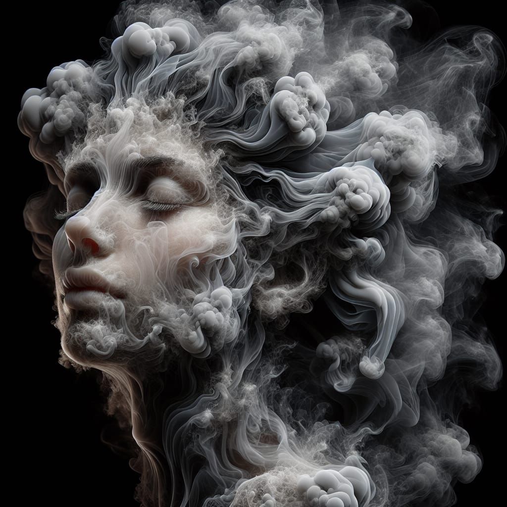 Ethereal Smoke Art Portrait of Middle Eastern Woman