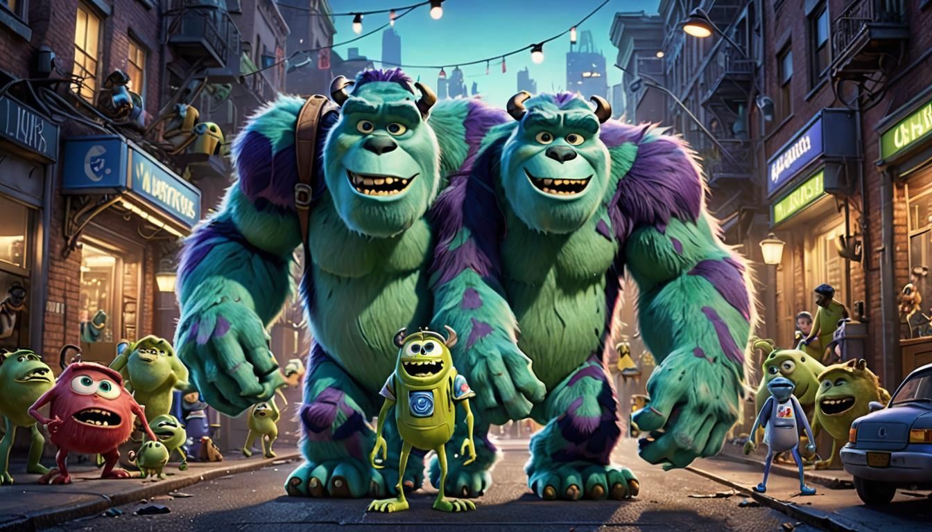 Monsters, Inc. Scene with Cinematic Lighting