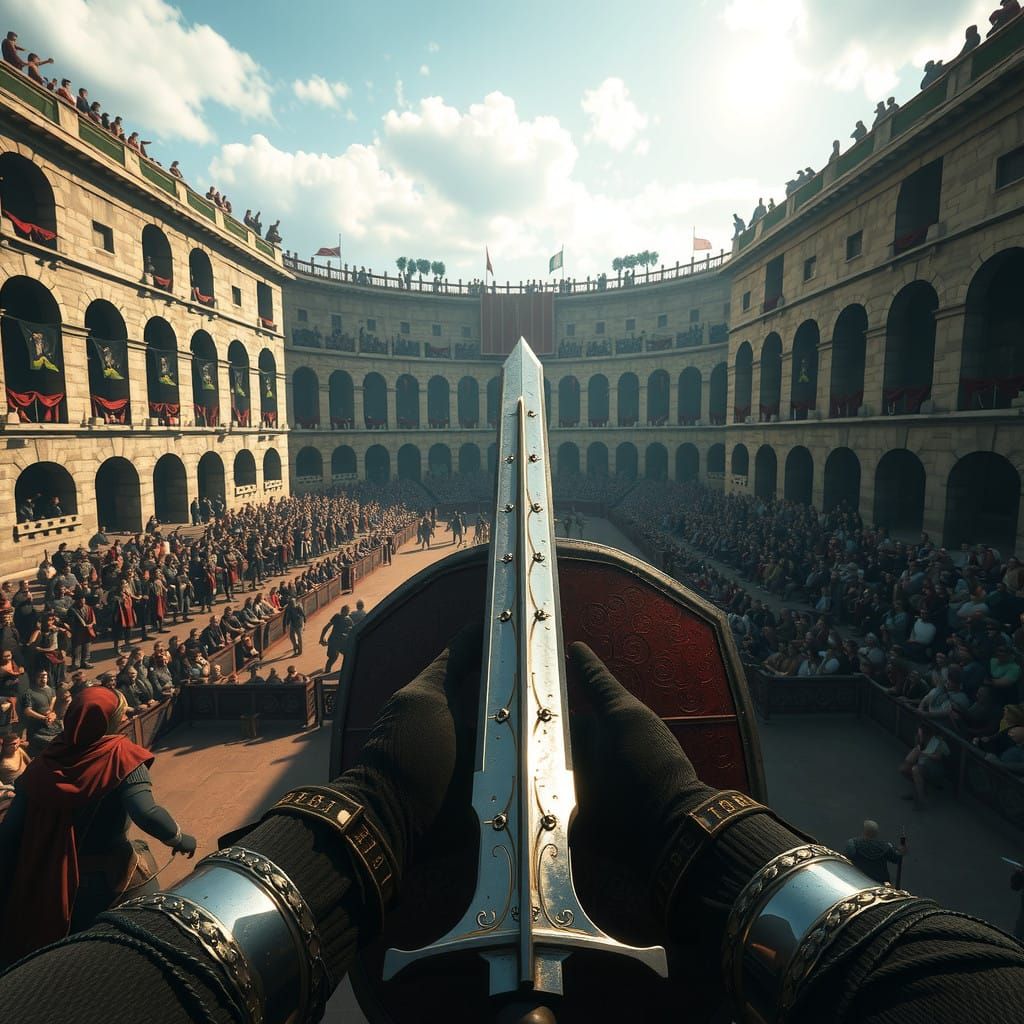 Ancient Coliseum Battle in First-Person Perspective