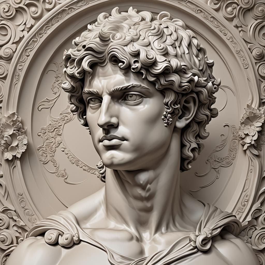 Classic Greek Sculpture of Adonis with Muscular Definition