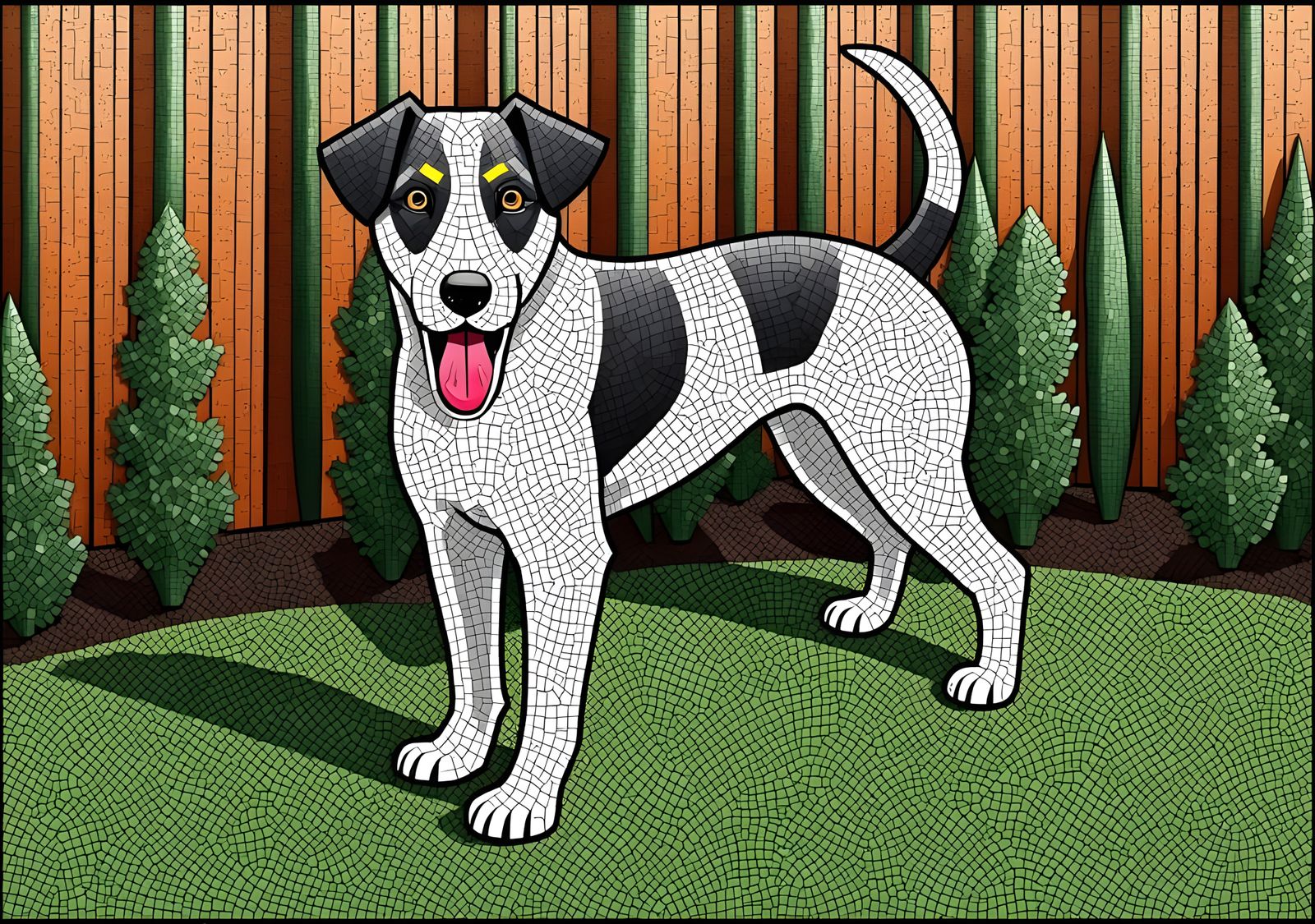 Happy Dog Mosaic Digital Art