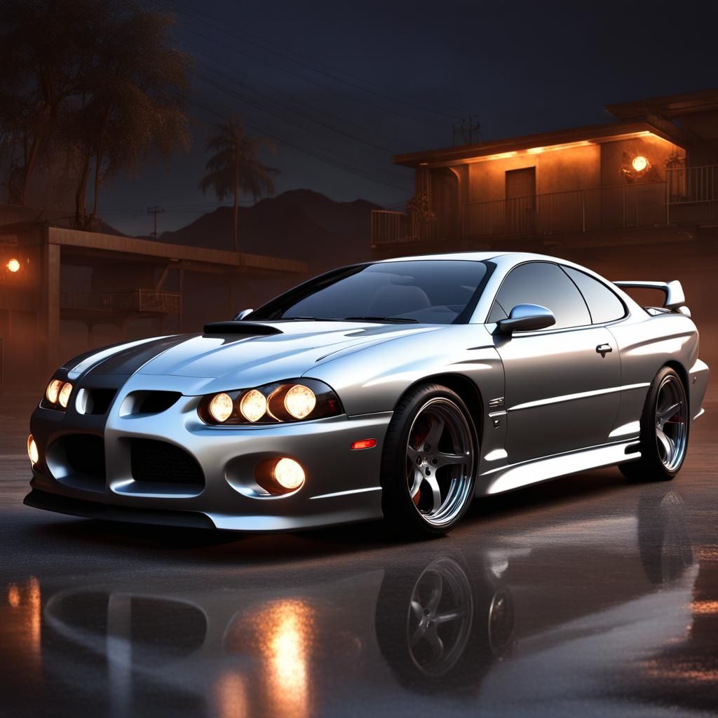 Silver Pontiac GTO with Underglow Lighting in 8K