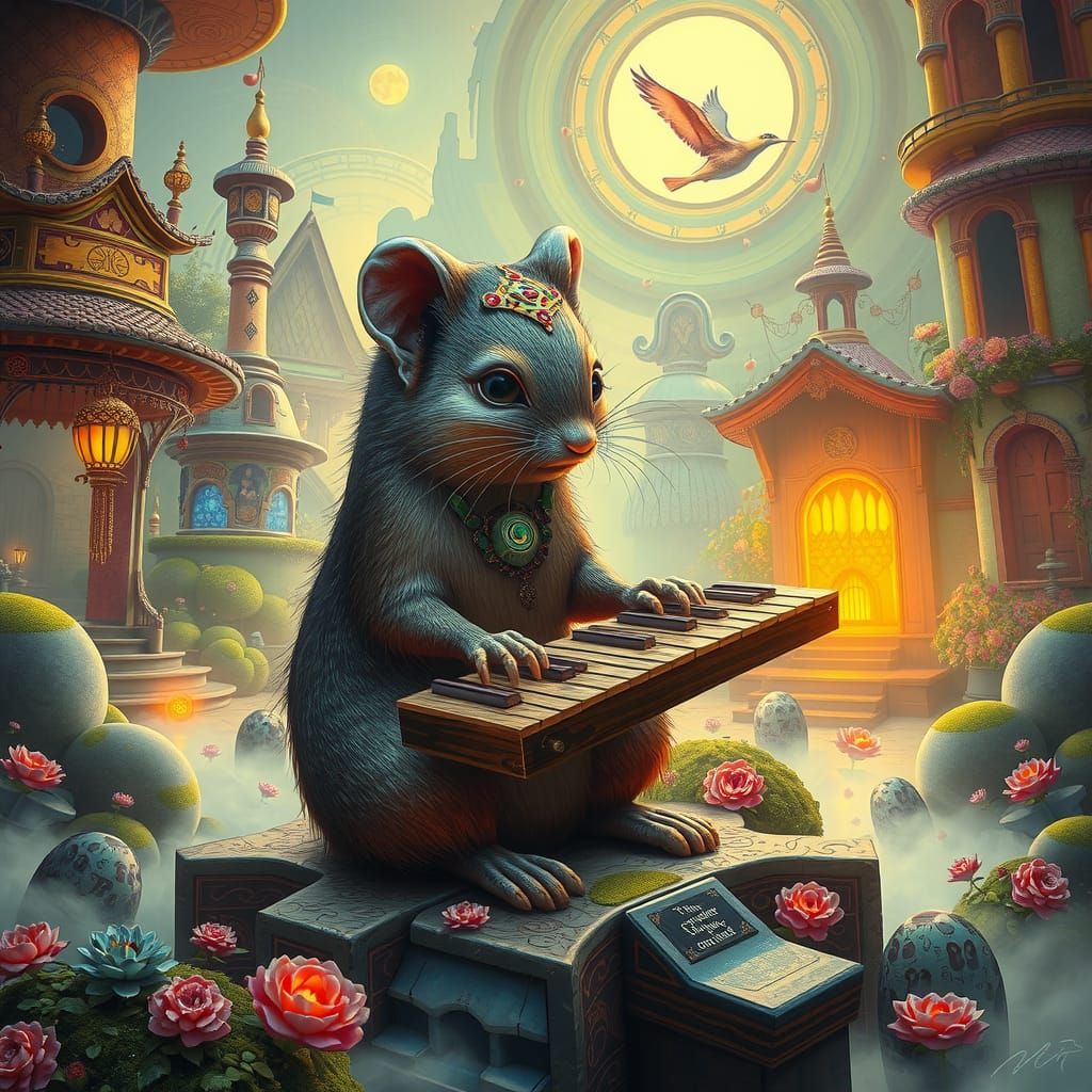 Mystical Weasel in Hundertwasser Zen Garden