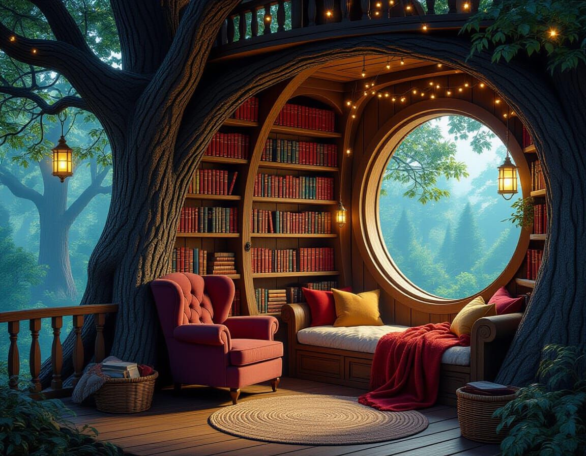 Enchanted Treehouse Reading Nook: Miyazaki Style