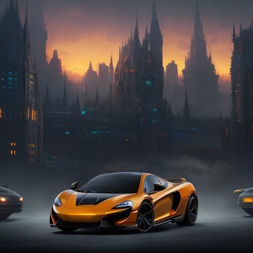 McLaren in Detailed Cityscape Sunset Concept Art