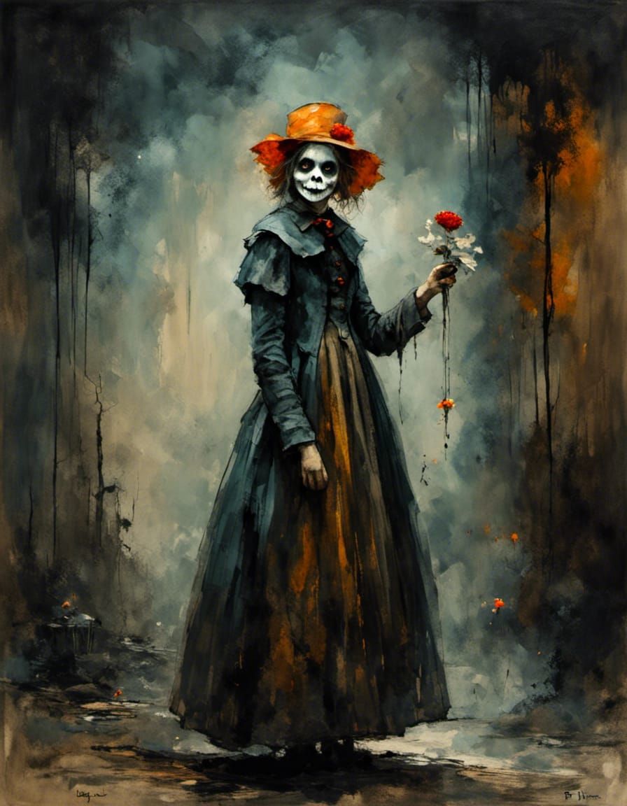 Disturbing Asylum Scene: Young Woman and Clown