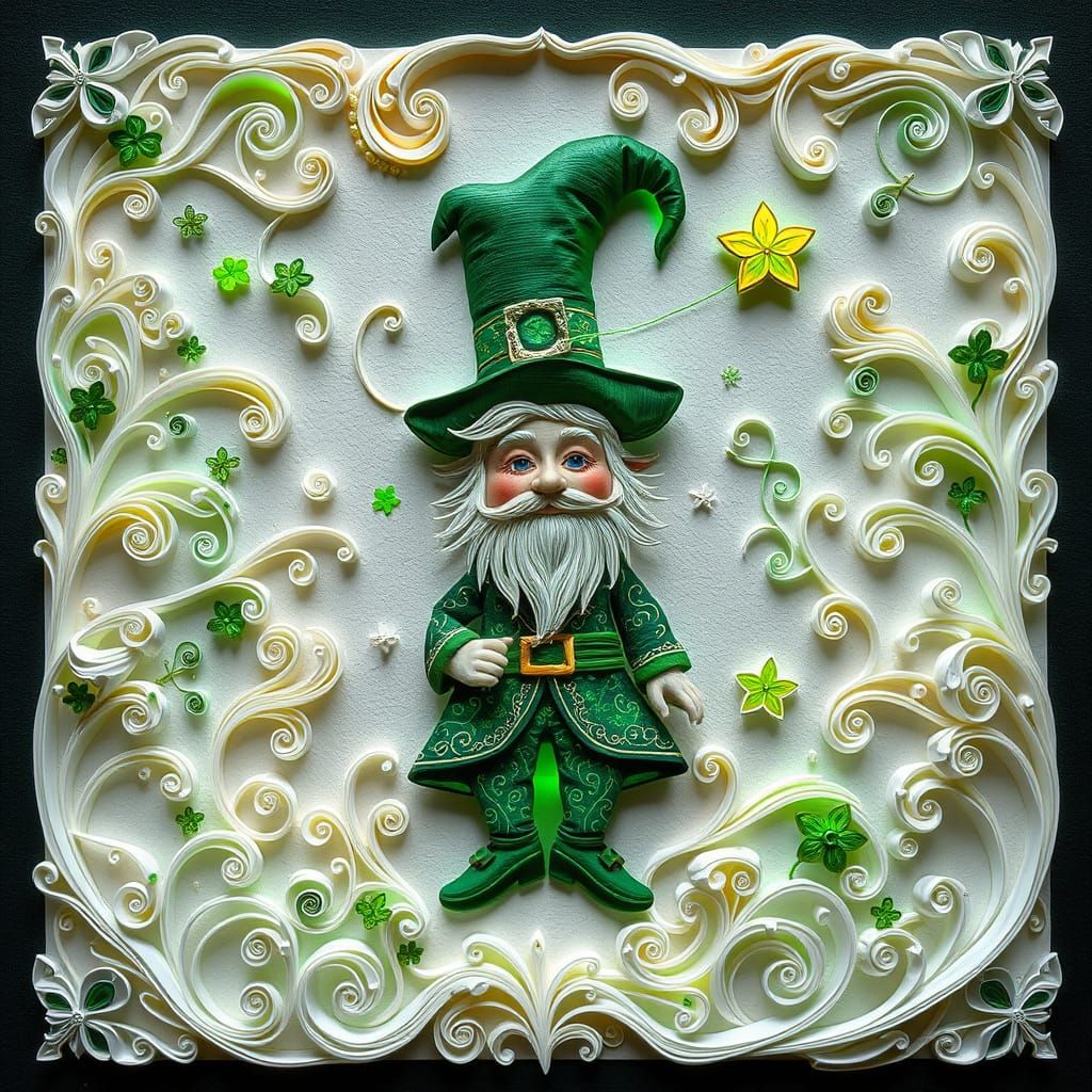 Whimsical Leprechaun in Enchanted Origami Wonderland