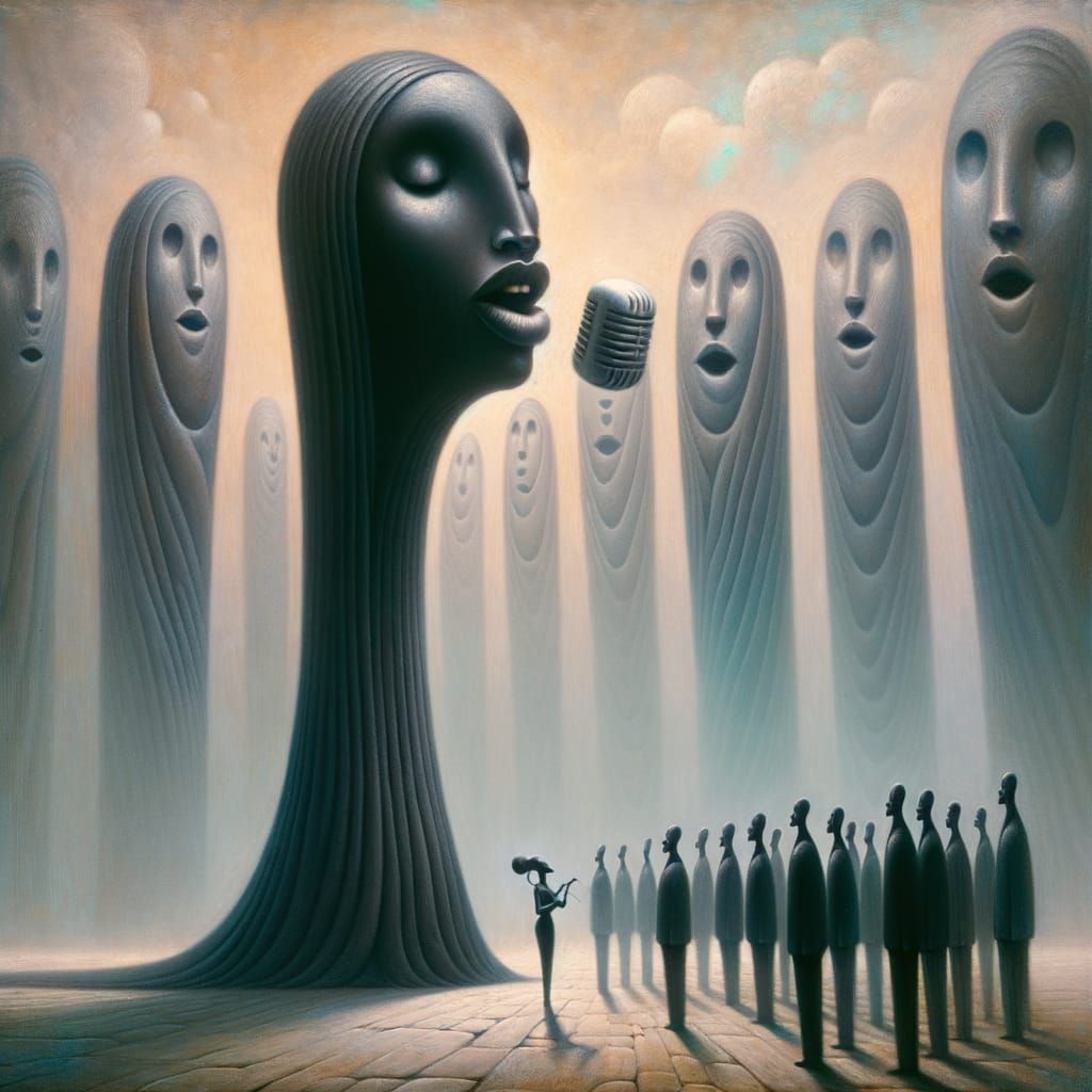 Surreal Soprano Singer in Whimsical Art Style