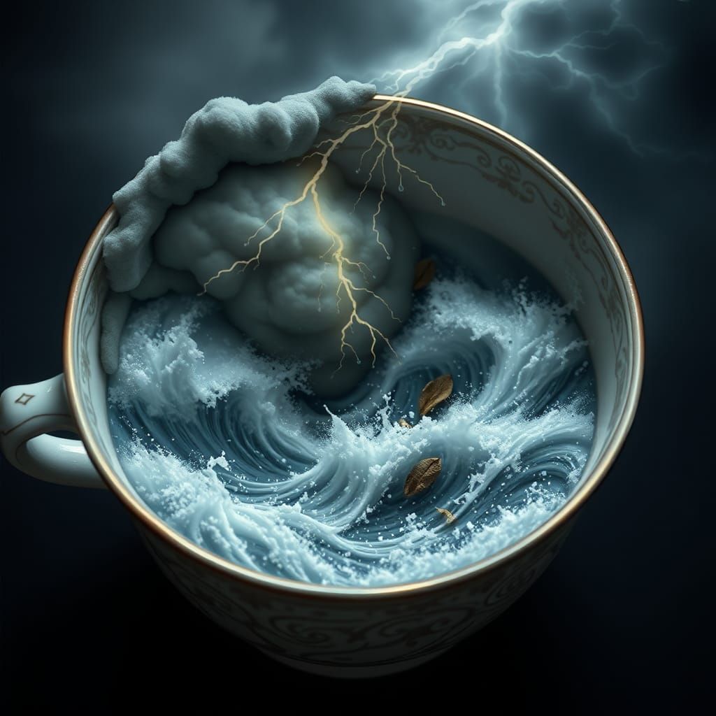 Tempest in a Teacup: A Surreal Miniature Storm