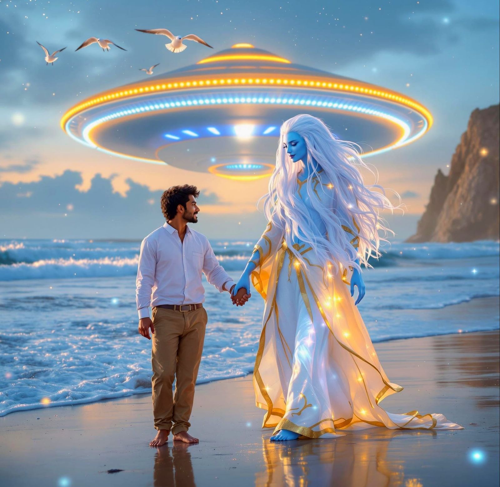 Indian Couple's Heartfelt Reunion with Alien on Beach