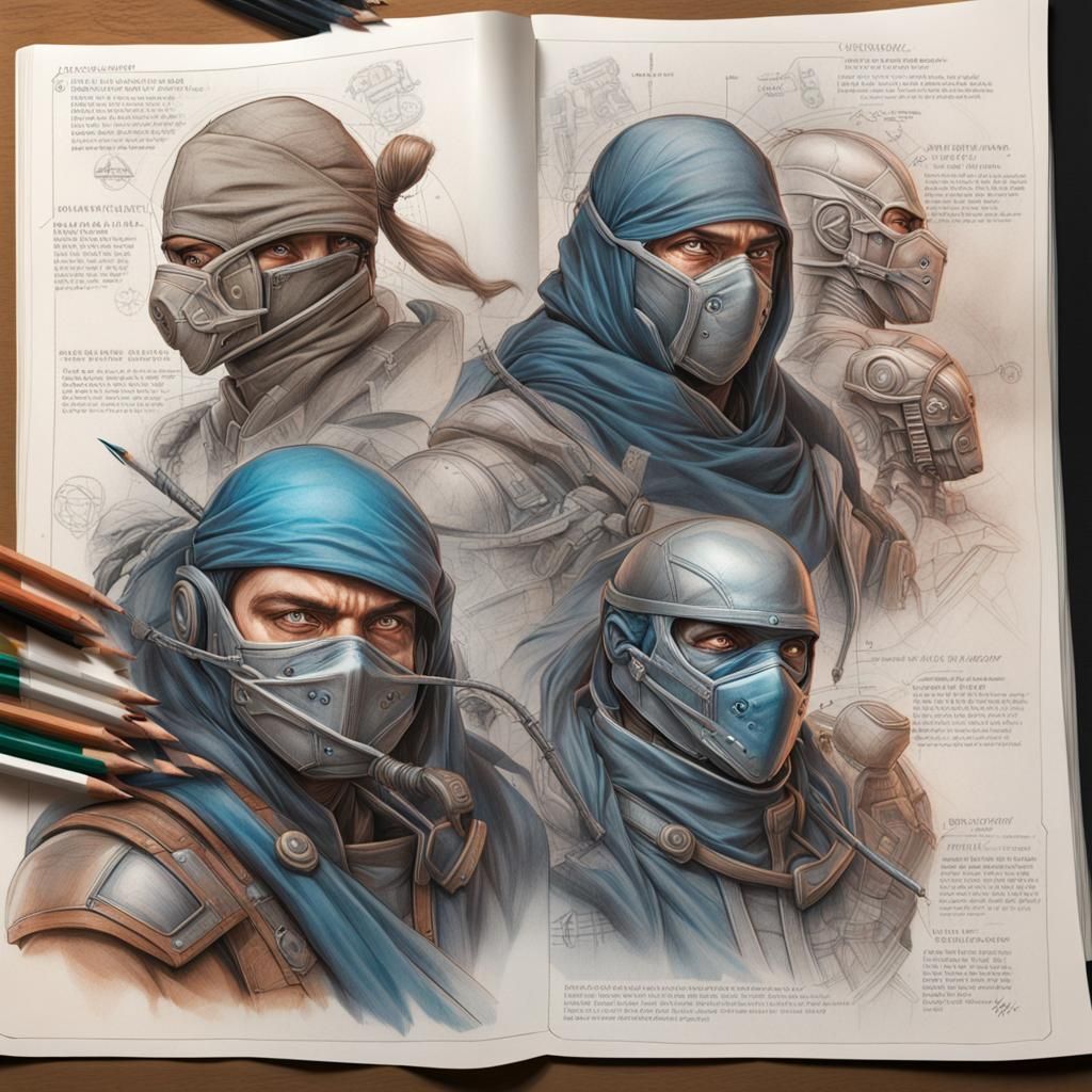 Biomechanical Ninja Anatomy in Graphic Novel Style