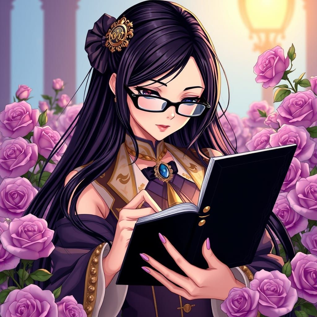Regal Kyoya Ootori in Lavish Lavender Setting, Anime Art