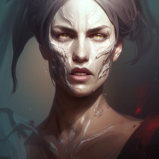 Demonic Eldritch Shadow Ghost Portrait in Hyperdetailed Styl...