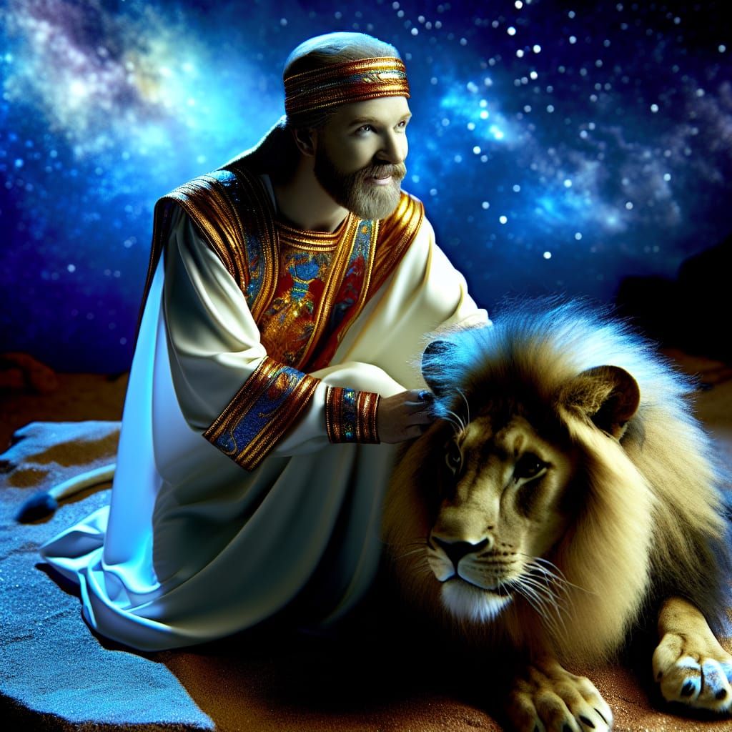 Woman and Lion: Hyperrealistic Film Scene