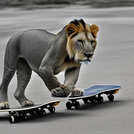 lions on skateboards
