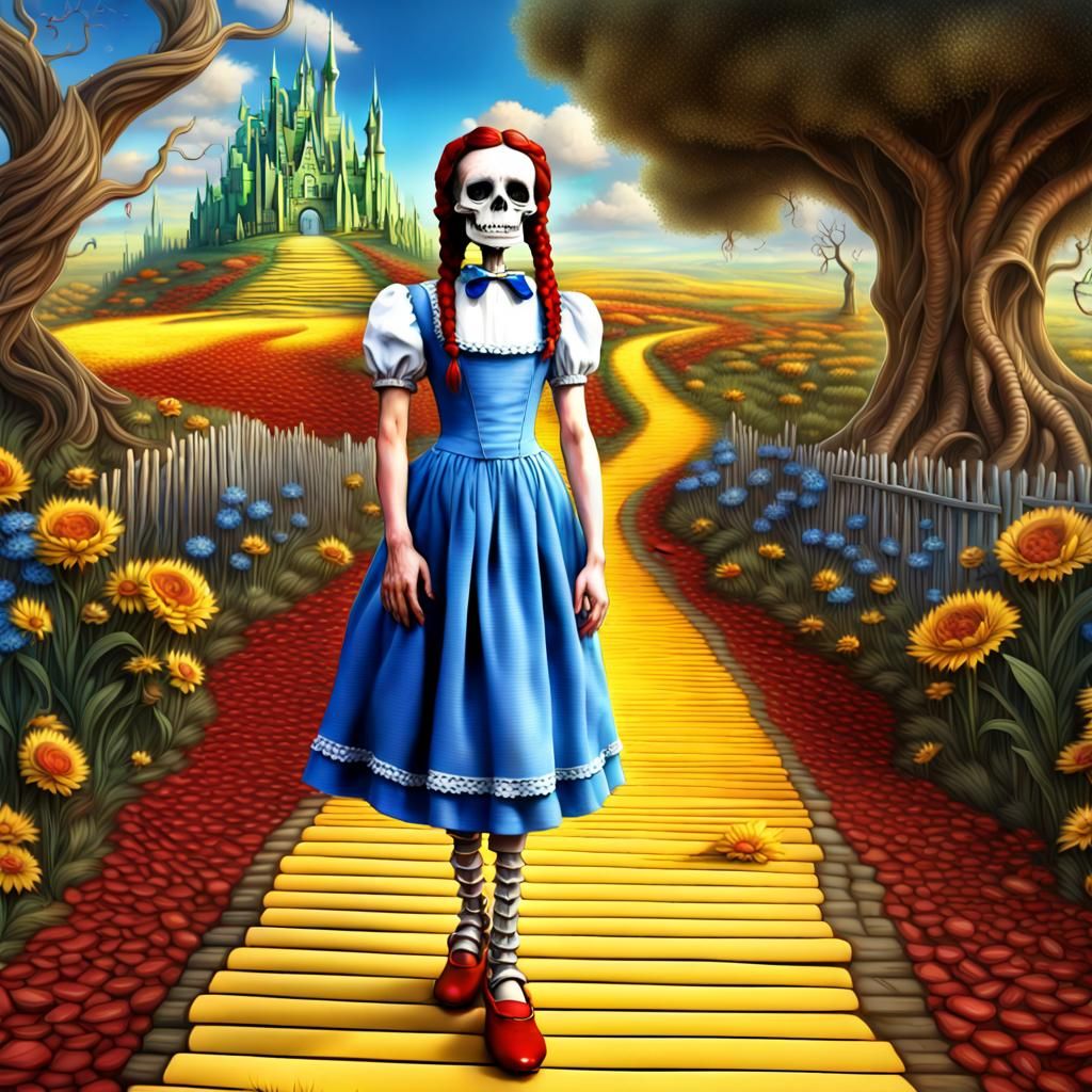 Dorothy as Skeleton in Oz: Hyperrealistic Concept Art