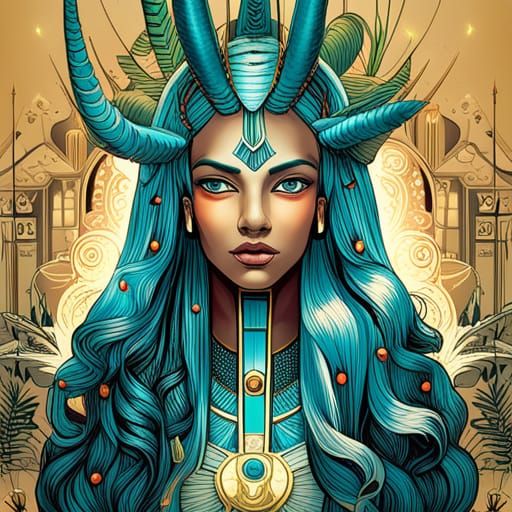 Egyptian Pharaoh with Luminous Colors, Digital Art