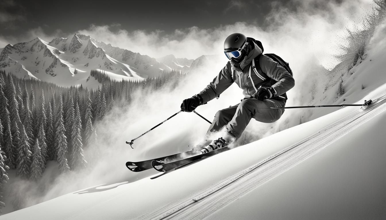Skier Descends Mountain in Dramatic Black and White