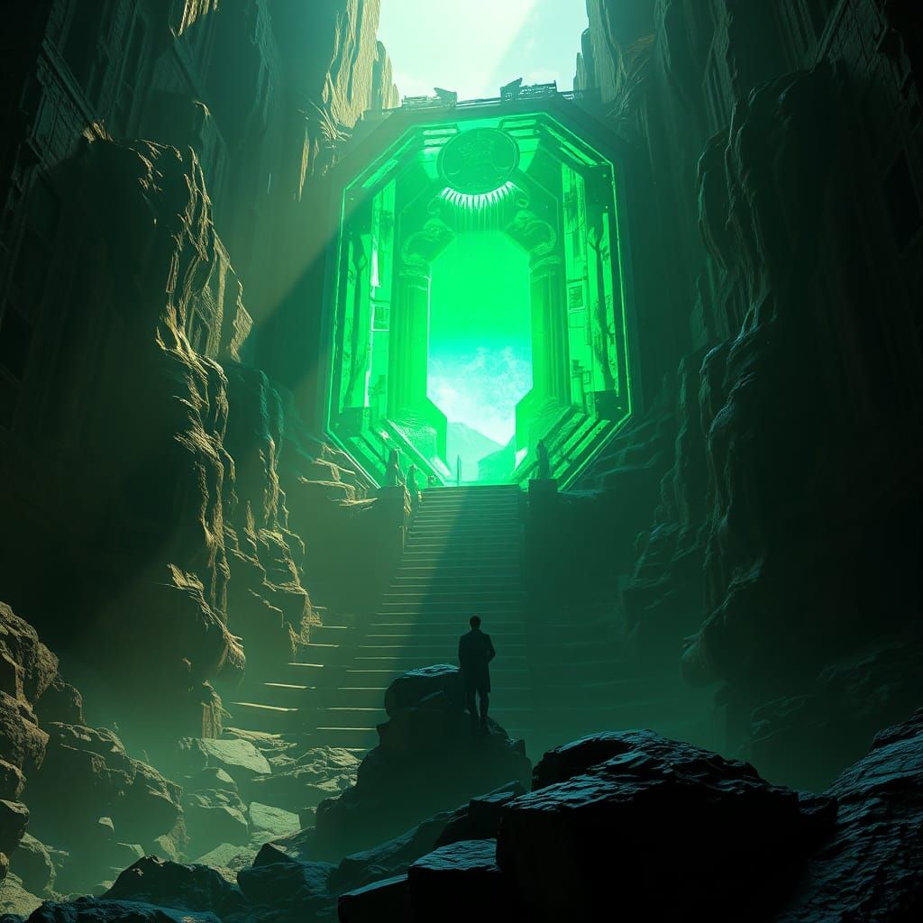 Op Art Emerald Gemstone in Cinematic 3D