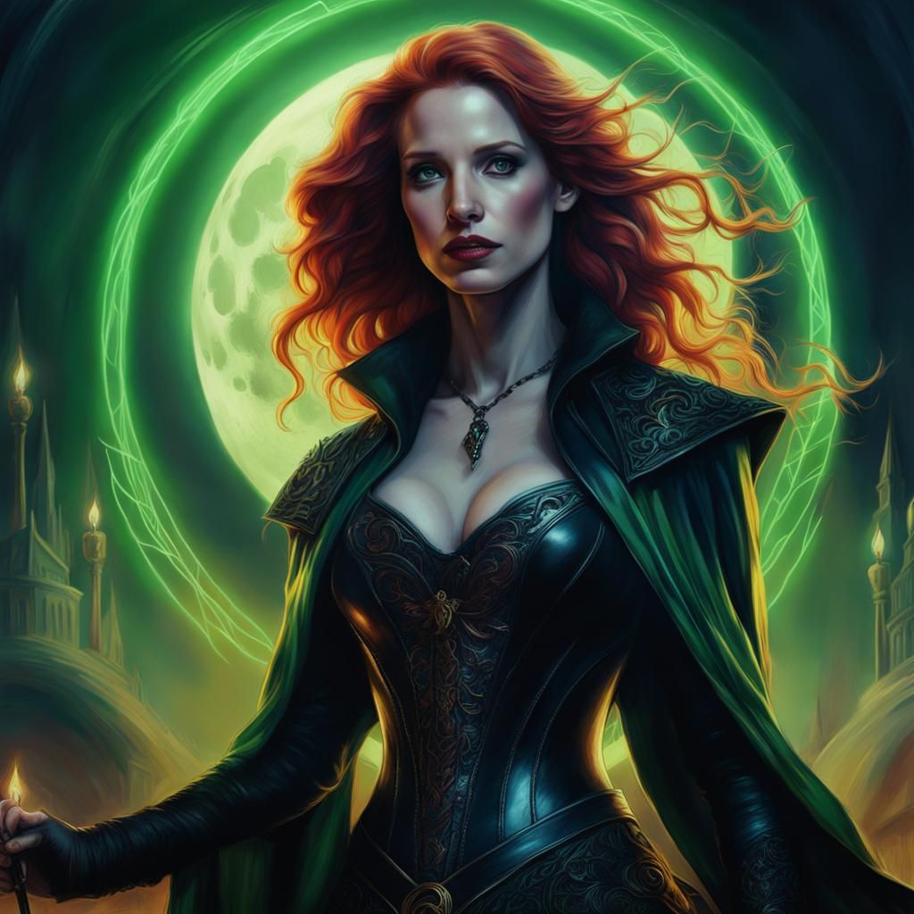 Sorceress in Charcoal Sketch Style