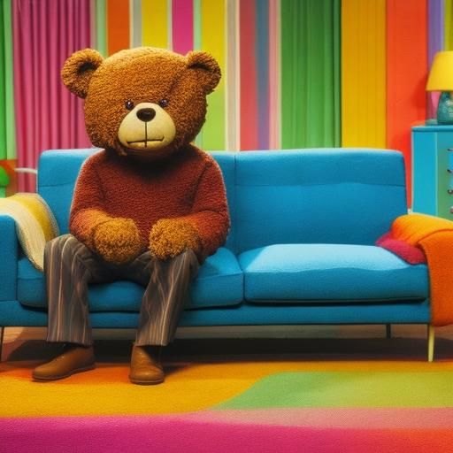 Vintage Teddy Bear in Groovy Lounge